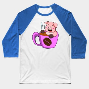 Pig with Cup of Coffee Baseball T-Shirt